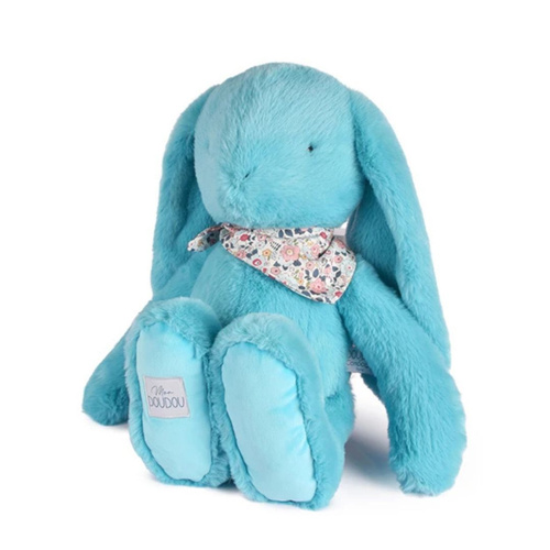 DOUDOU - pluszowy królik Lapin Fleurette Doudou et Compagnie, 50 cm, turkus