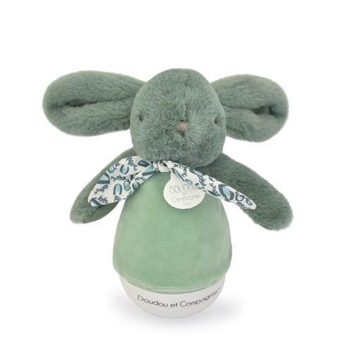 DOUDOU - lampka nocna muzyczna Lapin Doudou Culbuto, Doudou et Compagnie, 16 cm, zielony szałwiowy
