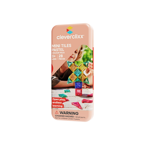 Cleverclixx - Klocki magnetyczne Mini Tiles Pack Pastel 28 el.