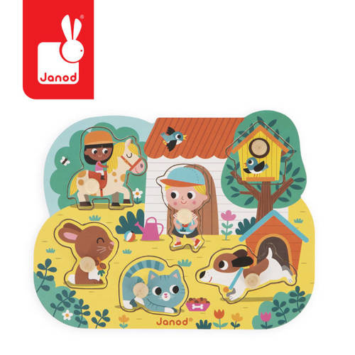 Janod - Puzzle drewniane Na wsi 6 elementów, 18 m+