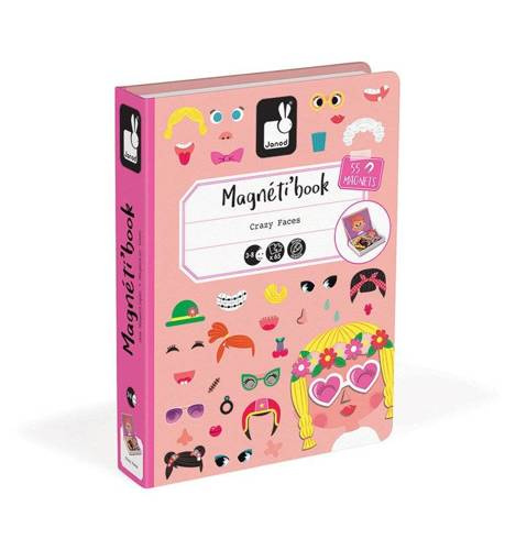 Janod – Magnetyczna układanka Śmieszne buzie Dziewczynka Magnetibook kolekcja 2018