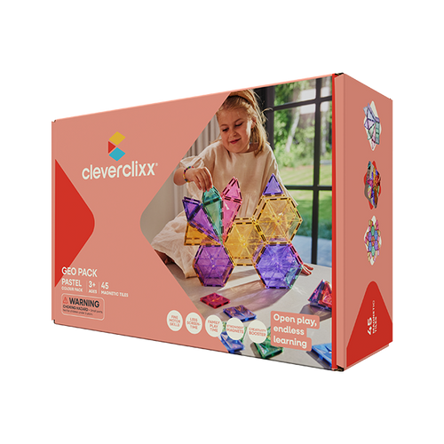 Cleverclixx - Klocki magnetyczne Geo Pack Pastel - 45 el.