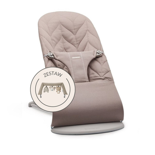 BABYBJORN - leżaczek BLISS Woven, Petal Quilt, piaskowoszary + zabawka Soft Friends