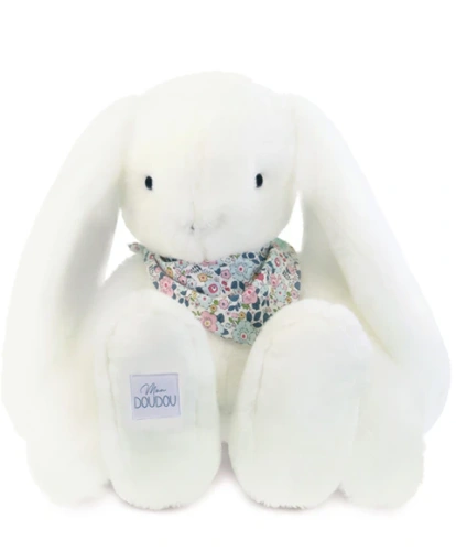 DOUDOU - pluszowy królik Lapin Fleurette Doudou et Compagnie, 50 cm, biały
