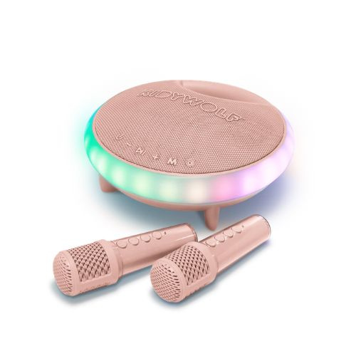 Kidywolf - przenośny głośnik do karaoke z mikrofonami Kidykaraoke, różowy