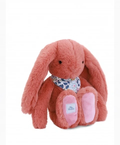 DOUDOU - pluszowy królik Lapin Fleurette Doudou et Compagnie, 25 cm, terakota