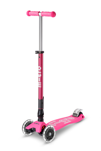 MICRO - składana hulajnoga trójkołowa Maxi Deluxe LED, shocking pink