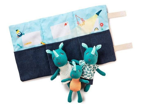 LILLIPUTIENS - Mini - przytulanki rodzina nosorożców z rozkładaną matą Nosorożec Marius 2 lata+