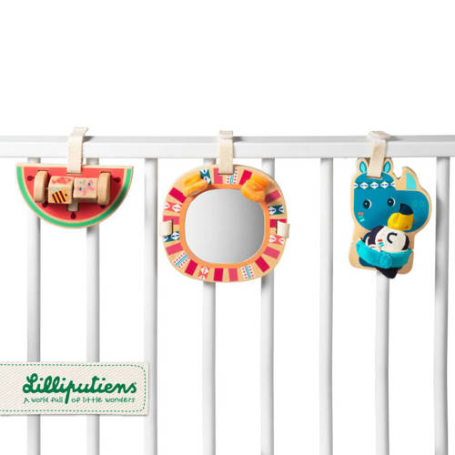 LILLIPUTIENS - Zestaw drewnianych zawieszek aktywizujących Nosorożec Marius 9 m+