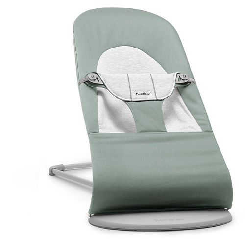 BABYBJORN - leżaczek BALANCE SOFT WOVEN/JERSEY - Jasnoszałwiowy/Szary