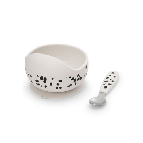 Elodie Details - zestaw do karmienia - miseczka i łyżeczka - Dalmatian Dots
