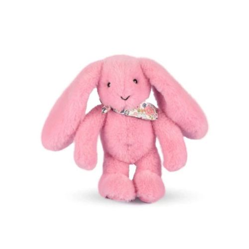 DOUDOU - pluszowy królik Lapin Fleurette Doudou et Compagnie, 25 cm, różowy grenadine
