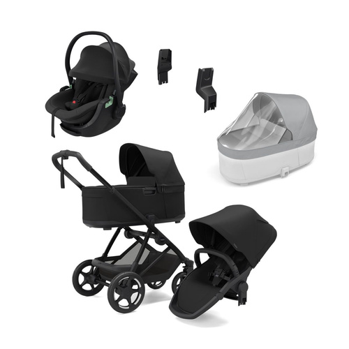 THULE - wózek głęboko-spacerowy Charm 2w1 + fotelik samochodowy Maple + adapter - ZESTAW black