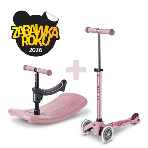 MICRO - hulajnoga-huśtawka Mini Deluxe Rock&Go LED, dusty rose
