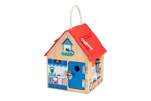 LILLIPUTIENS - Drewniany domek manipulacyjny z zamkami Lisek Włamywacz 3 lata+