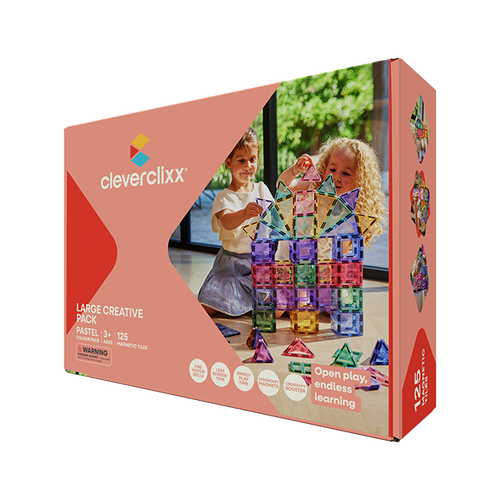 Cleverclixx - Klocki magnetyczne Large Creative Pack Pastel - 125 el.