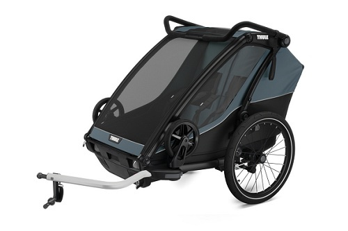 Przyczepka rowerowa dla dziecka, podwójna  - THULE Chariot Cab, Dark Slate