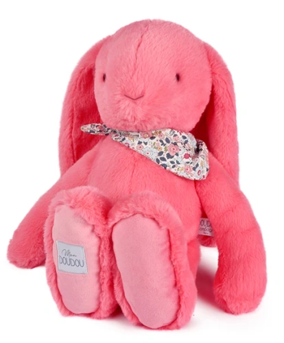 DOUDOU - pluszowy królik Lapin Fleurette Doudou et Compagnie, 70 cm, koral