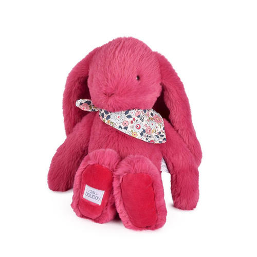 DOUDOU - pluszowy królik Lapin Fleurette Doudou et Compagnie, 35 cm, fuksja