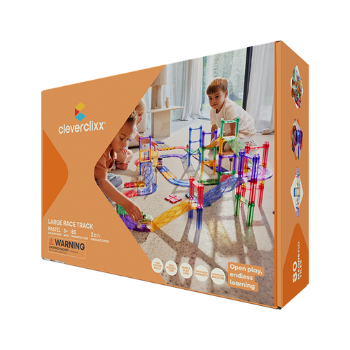 Cleverclixx - Klocki magnetyczne Large Race Track Pastel - 80 el.