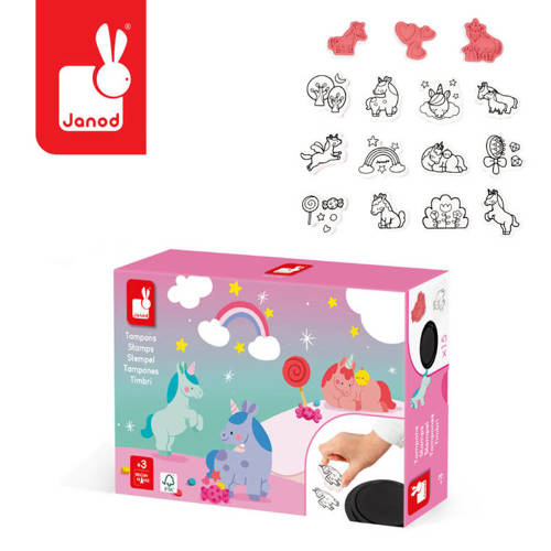 Janod - Zestaw kreatywny Stempelki Jednorożce 3+