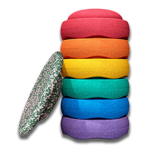 Stapelstein - Zestaw 6+1 dysków sensorycznych do zabaw ruchowych Blush Special Rainbow Set - classic