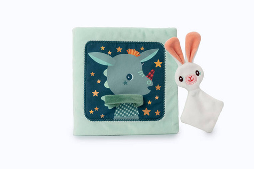 LILLIPUTIENS Miękka książeczka aktywizująca z mini-komforterem „Joe i jego przytulanka” 12 m+