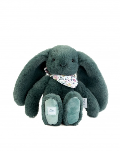 DOUDOU - pluszowy królik Lapin Fleurette Doudou et Compagnie, 25 cm, zielony eukaliptusowy