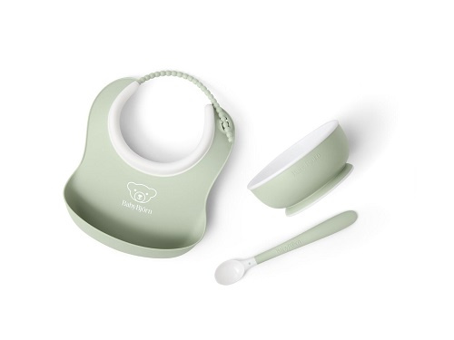 BABYBJORN - Zestaw do karmienia 3 szt. - Powder Green