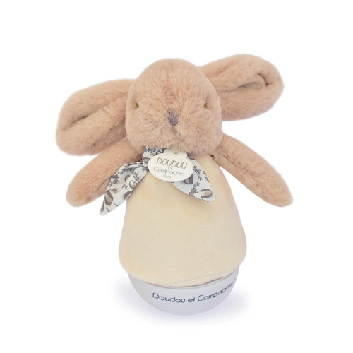 DOUDOU - lampka nocna muzyczna Lapin Doudou Culbuto, Doudou et Compagnie, 16 cm, beżowy piaskowy