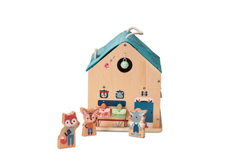 LILLIPUTIENS - Drewniana rozkładana Szkoła z 3 figurkami i akcesoriami 3 lata+