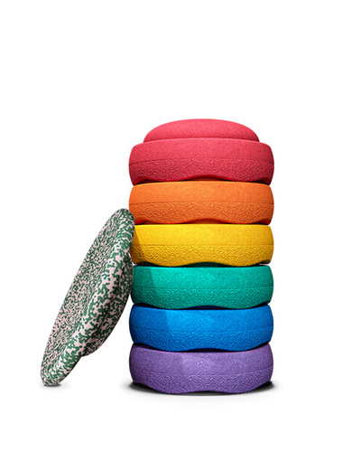 Stapelstein - Zestaw 6+1 dysków sensorycznych do zabaw ruchowych Blush Special Rainbow Set - classic