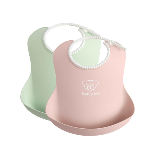 BABYBJORN - 2 duże śliniaki -  Powder Green/ Powder Pink