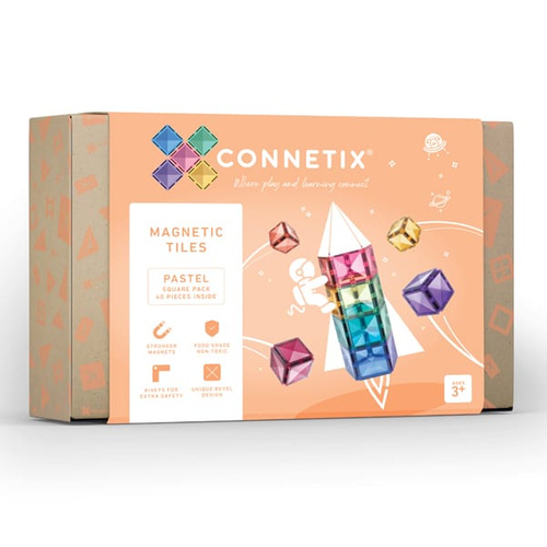 CONNETIX - Klocki magnetyczne Pastel Square Pack - 40 el.