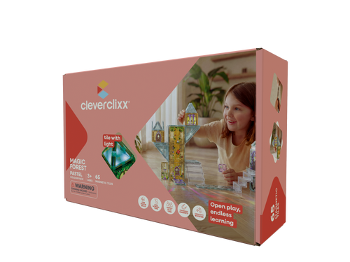 CLEVERCLIXX - klocki magnetyczne Magic Forest Pack Pastel - 65 el.