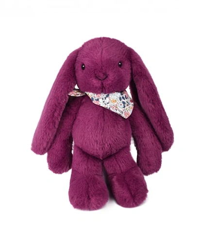 DOUDOU - pluszowy królik Lapin Fleurette Doudou et Compagnie, 35 cm, śliwka