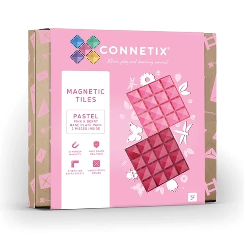 CONNETIX - Klocki magnetyczne Pastel Base Plate Pack - Pink & Berry - 2 el.