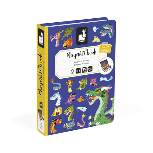 Janod - Magnetyczna układanka Smoki Magnetibook 3-8 lat
