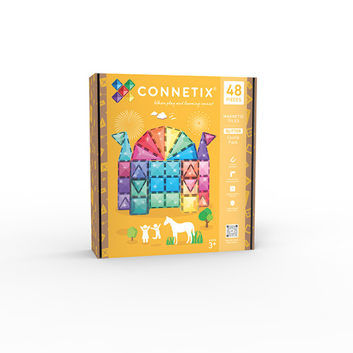 CONNETIX - Klocki magnetyczne Glitter Castle Pack - Brokatowy zamek - 48 el.
