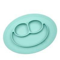 EZPZ - Silikonowy talerzyk z podkładką mały 2w1 Mini Mat, pastelowy niebieski