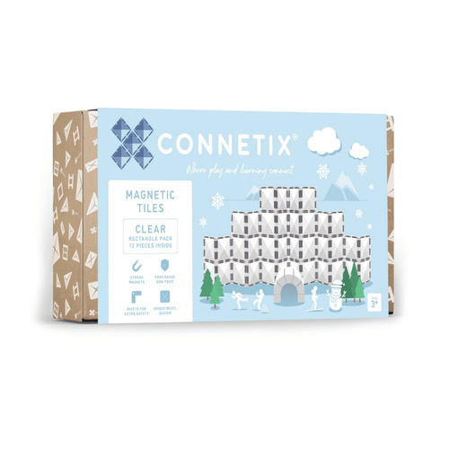 CONNETIX - Klocki magnetyczne Clear Rectangle Pack - 12 el.